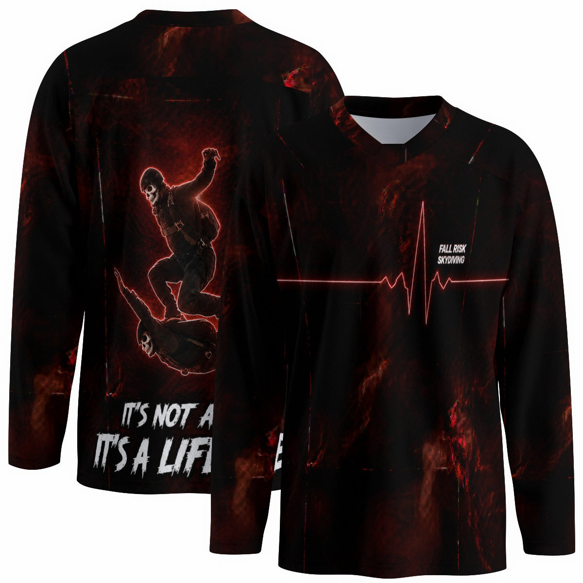 Men's Black Small Collar Skydiving Jersey