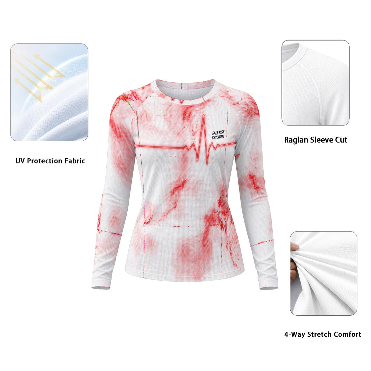 Women's White EKG Sun Protection Skydiving Jersey