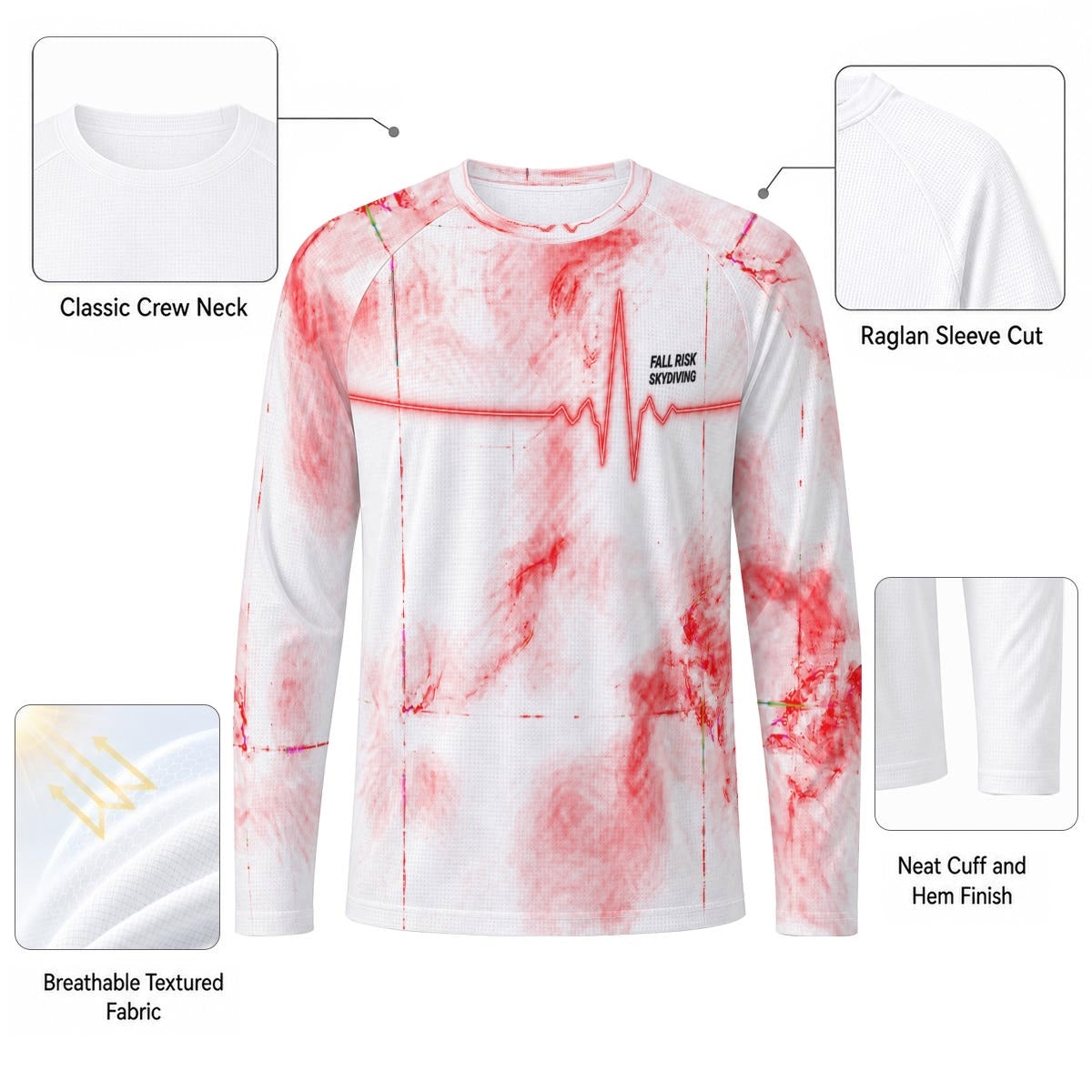 Men's White EKG Sun Protection Skydiving Jersey