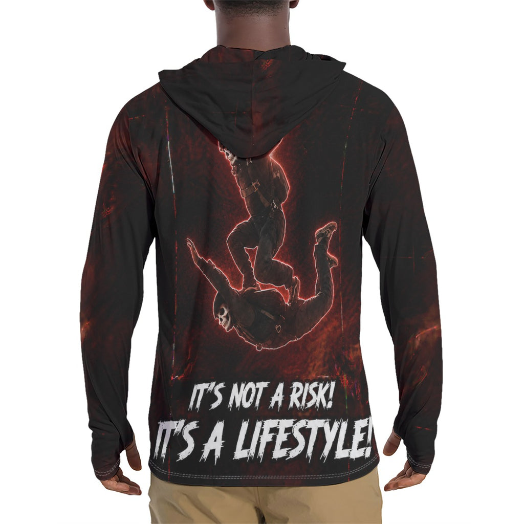Black EKG Hoodie With Thumb Holes