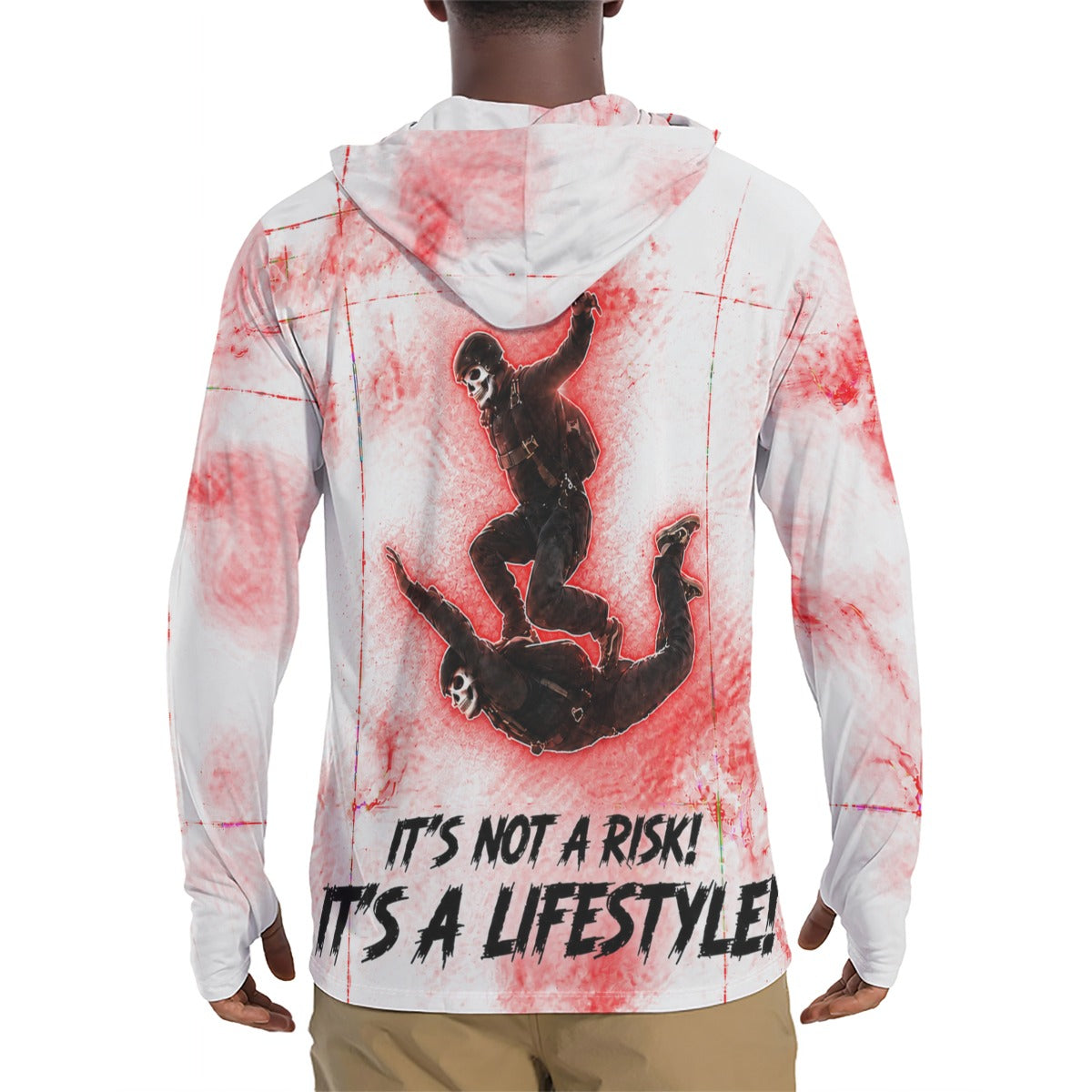Men's White EKG Hoodie With Thumb Holes