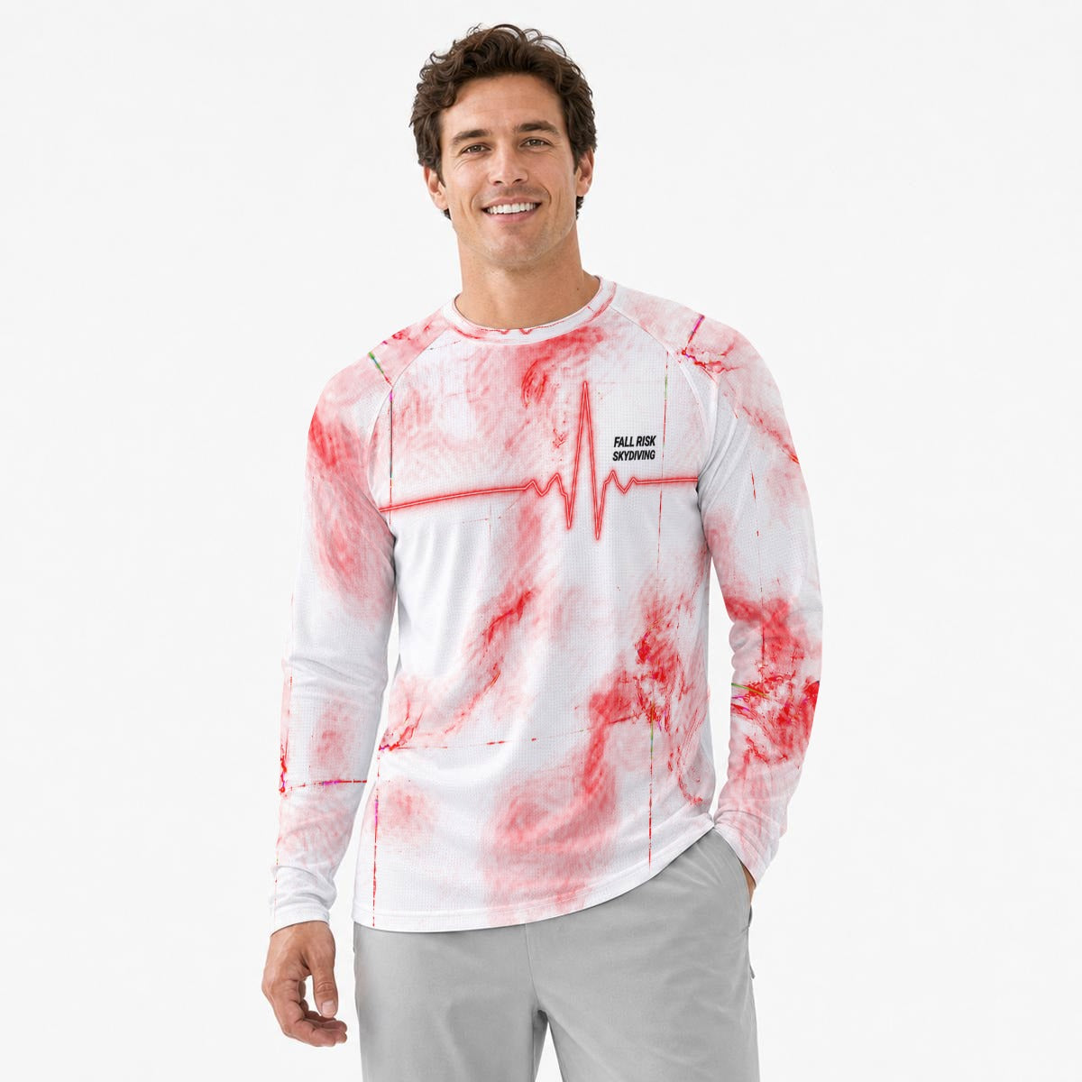 Men's White EKG Sun Protection Skydiving Jersey