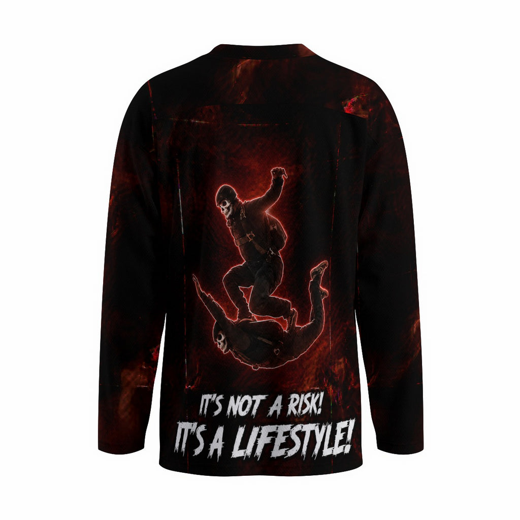 Men's Black Small Collar Skydiving Jersey